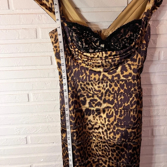 Tadashi Shoji Collection Brown Animal Print Cap Sleeve Mini Dress,Women’s Size 4 - Picture 8 of 12